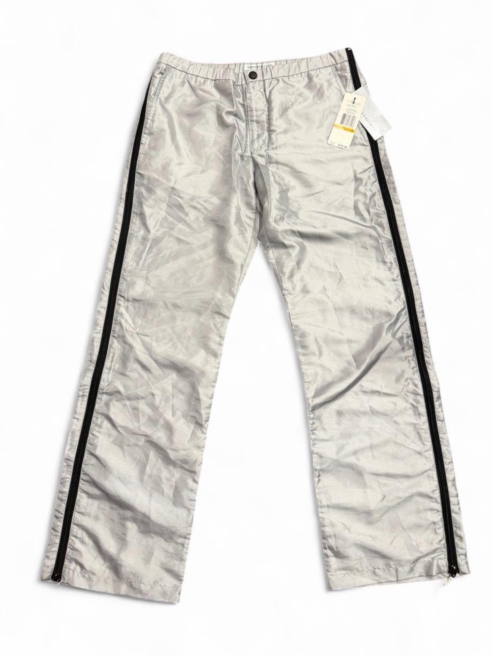 Kenneth Cole Silver Satin Metallic Track Pants